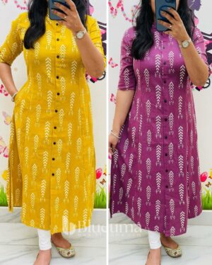 Premium Cotton Fabric digital print A-Line Princess Cut Style Flex Kurti