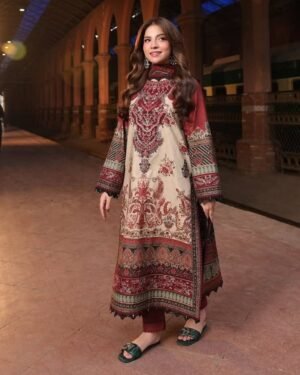Premium Quality Dubai Silk Digital Print Three Piece