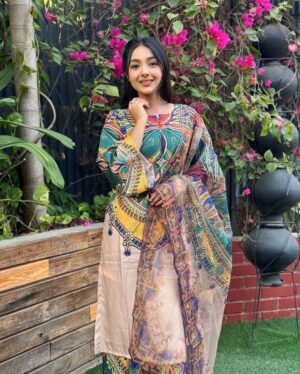 Premium Silk Cotton Digital Print Three Piece