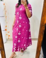 Stylish Skin Print Cotton Kurti & Salwar Set (4)