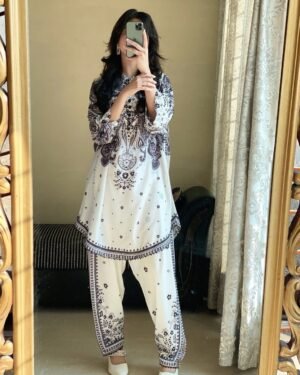 Premium Quality Cherry Silk Digital Print Two Piece