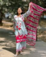 Premium Quality Silk Digital Print Three Piece