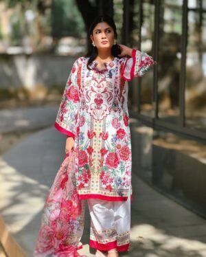 Premium Quality Silk Digital Print Three Piece