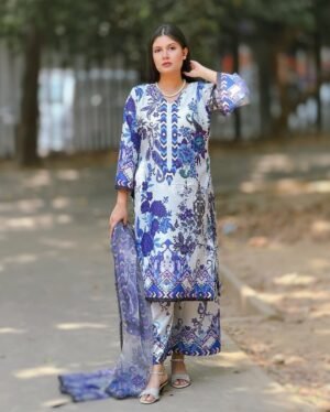 Premium Quality Silk Digital Print Three Piece