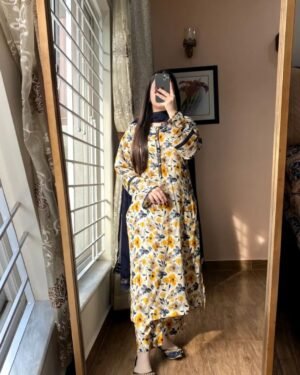 Premium Quality Cotton Skin Print Stitched Three Piece