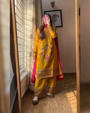 Premium TC Cotton Sequence Embroidery Three Piece