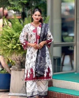 Premium Silk Digital Print Three Piece