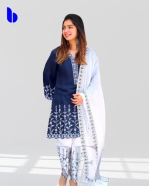 Premium Soft Cotton Embroidery Three Piece