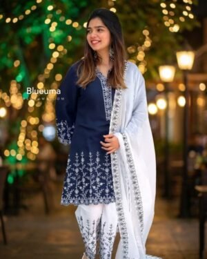 Premium Soft Cotton Embroidery Three Piece