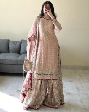 Luxury Fox Georgette Embroidery Three Piece Set