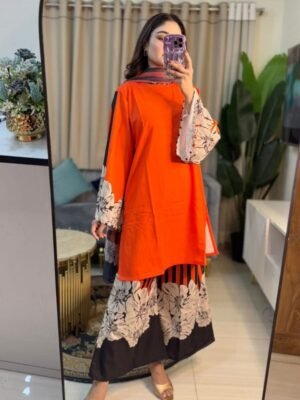 Premium Cotton Silk Digital Print Three Piece