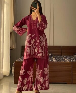 Premium Dubai Silk Digital Print Two Piece