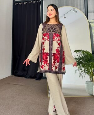 Premium Quality Dubai Silk Digital Print Two Piece