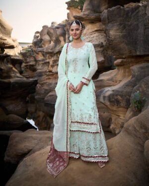 Luxury Fox Georgette Embroidery Three Piece Set