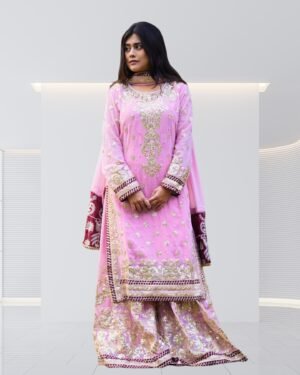 Luxury Fox Georgette Embroidery Three Piece Set