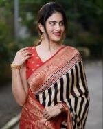 Premium Digital Print Silk Sharee with Matching Blouse Piece (4)