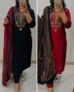 Premium Slab Cotton Readymade Embroidery & Gota Work Three Piece