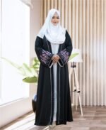 Stylish Premium Dubai Cherry Gown Borka with Hijab (2)