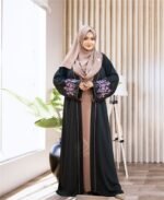 Stylish Premium Dubai Cherry Gown Borka with Hijab (3)