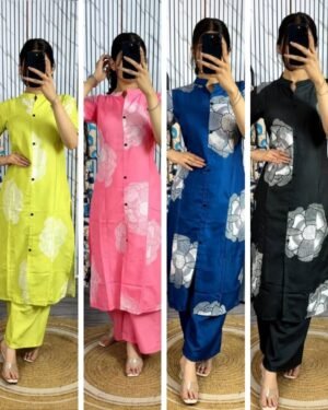 Premium Readymade Skin Print Cotton Two Piece Kurti Set
