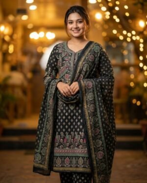 Digital Print Lace Work Ready Three Piece