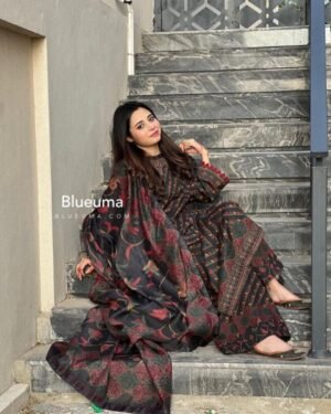 Premium Digital Print Lace Work ReadyMade Three Piece