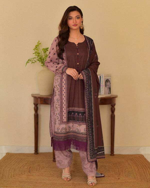 Premium Digital Print Three Piece Ready-to-Wear Lace Work