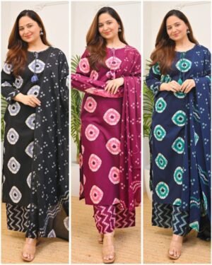 Premium Chunri Print Soft Cotton Three Piece
