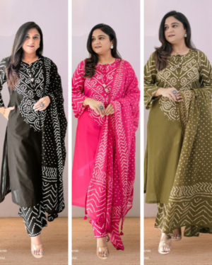 Premium Soft Cotton Chunri Print Three Piece