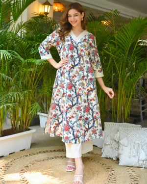 Premium Floral Printed Cotton Two Piece Set
