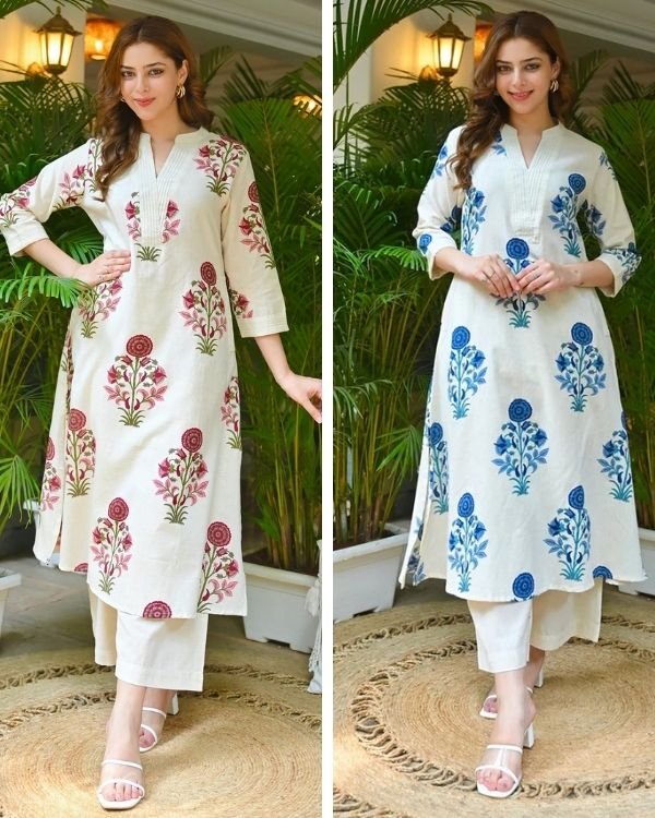 Premium Floral Printed Cotton Two Piece Set
