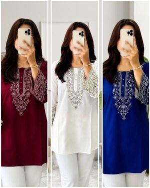 Premium One Piece Embroidered Short Kurti