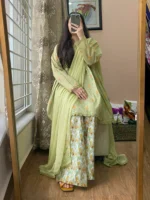 Premium Lawn Short Printed Frock & Plazo Set