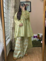 Premium Lawn Short Printed Frock & Plazo Set
