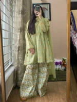 Premium Lawn Short Printed Frock & Plazo Set
