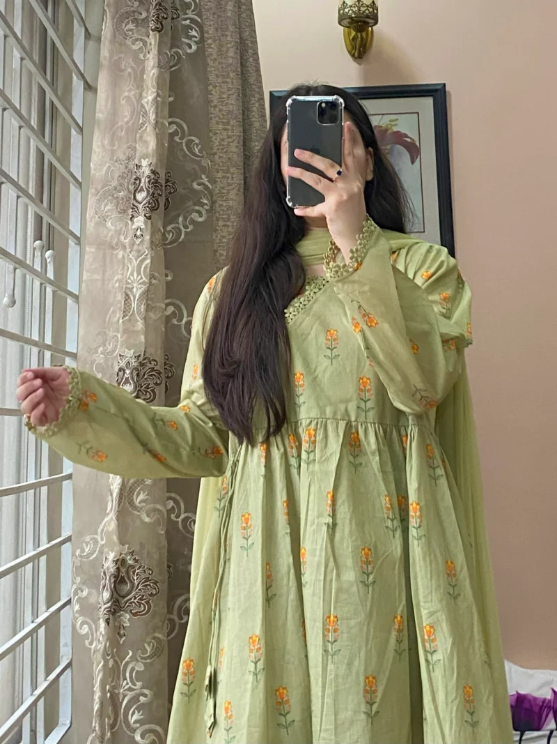 Premium Lawn Short Printed Frock & Plazo Set
