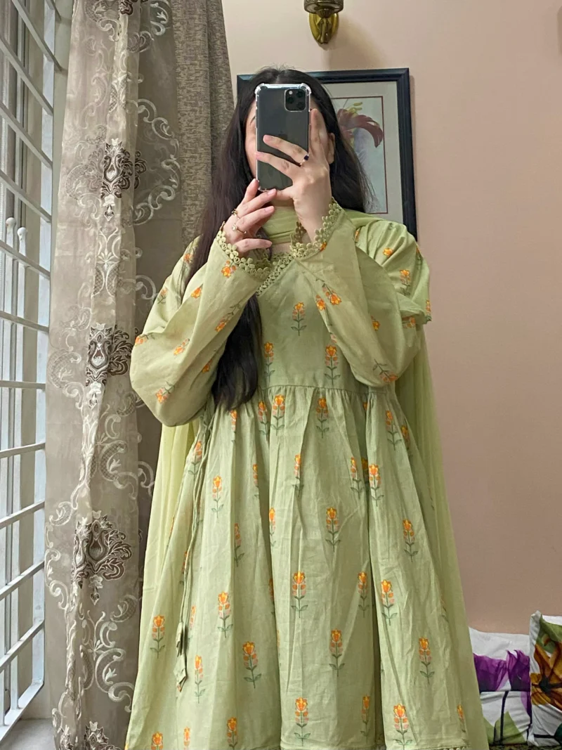 Premium Lawn Short Printed Frock & Plazo Set