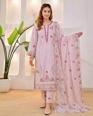 Premium Aganur Embroidery Readymade Three Piece