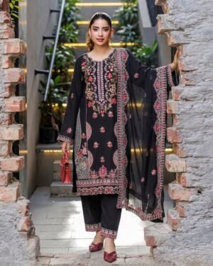 Premium Aganur Inspired Embroidery Readymade Three Piece