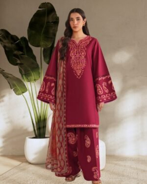 Premium Digital Printed Three Piece with Lace Work