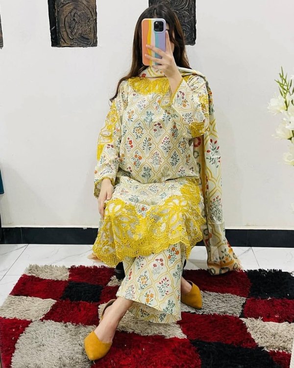 Cotton Embroidery Three Piece Bangladesh