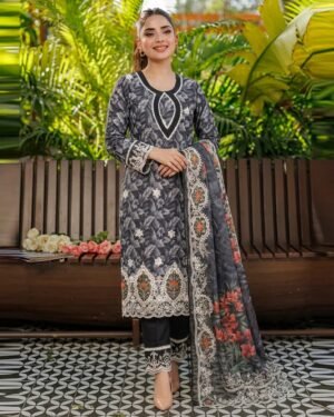 Premium Laser Cut Readymade Three Piece | Blueuma