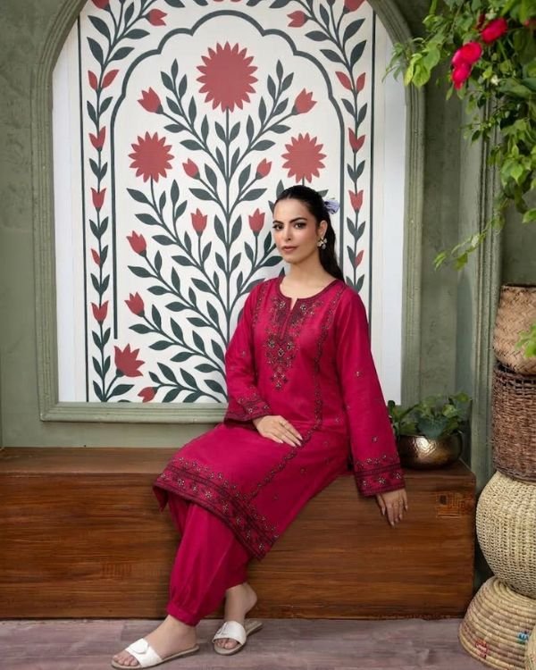 Premium Linen Embroidery Two Piece