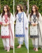 Premium Luxury Embroidered Readymade Three Piece