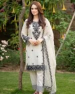 Premium Luxury Embroidered Readymade Three Piece (4)