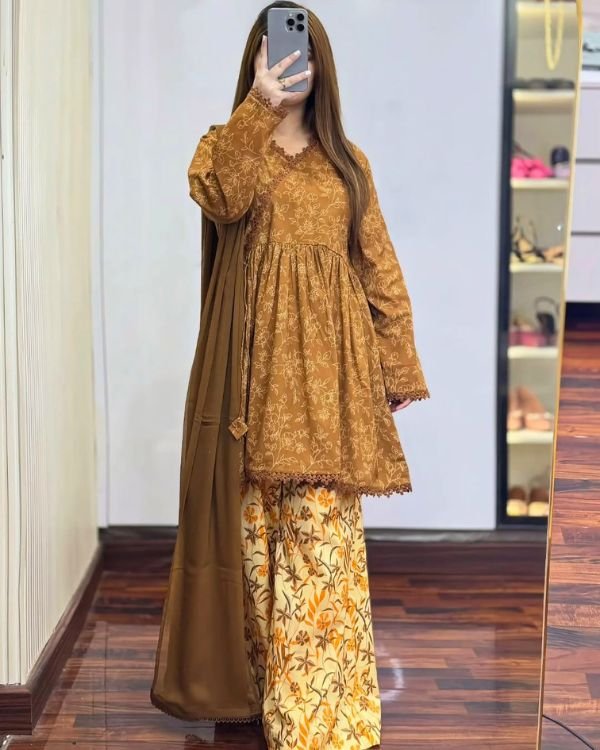 Premium Pure Cotton Three Piece Afsan Print and Lace Work