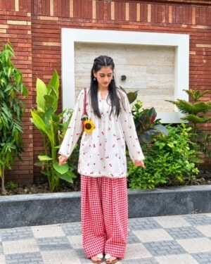 Premium Quality Rose Cherry Digital Print Two Piece