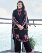 Premium VIP Linen Embroidery Three Piece with Digital Print Dupatta (6)