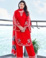 Premium VIP Linen Embroidery Three Piece with Digital Print Dupatta (9)