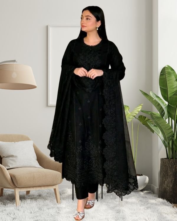 Premium Soft Cotton Embroidery Three Piece
